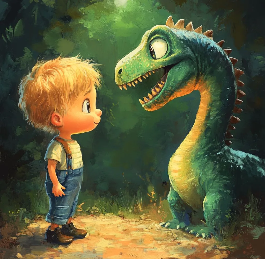 Minh họa con người và khủng long cùng chung sống trong thế giới sáng tạo ban đầu